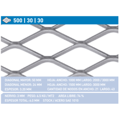 Metal desp.500.30.30/6.5kgs/m2 ( 1x2m)