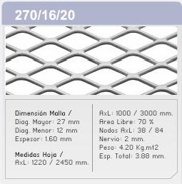 Metal desp.270.16.20/4.2kgs/m2 (1.22 x 2.44 mts )