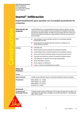 Sika Inertol Infiltración x 5 Lts (Humedad Cimientos).