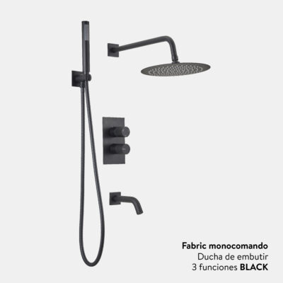 Peirano «Fabric» ducha monoc. 3 funciones black 80-200 N